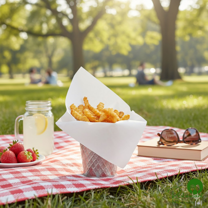 White Wire Cone Basket Liner / Deli Wrap / Double Open Bag 9" x 10" By Prime - 1,000/Case