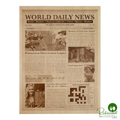 16" x 12" Kraft Newspaper Print Deli Sandwich Wrap Paper By Prime - 2,000/Case