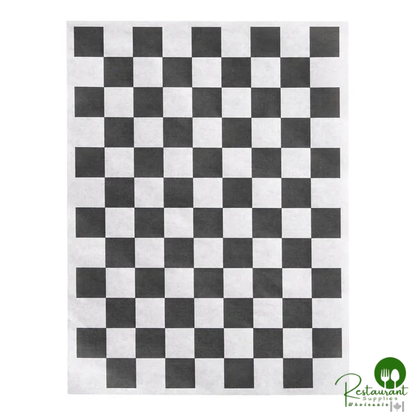 9" x 12" Black Check Basket Liner / Deli Sandwich Wrap Paper By Prime - 5,000/Case