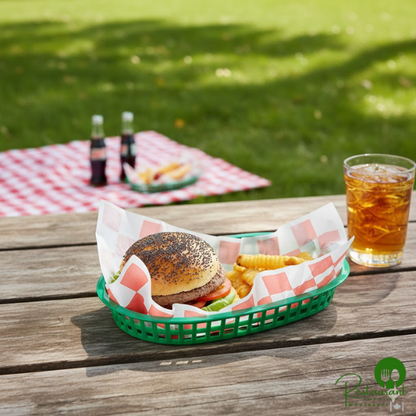 9" x 12" Red Check Basket Liner / Deli Sandwich Wrap Paper By Prime- 5,000/Case