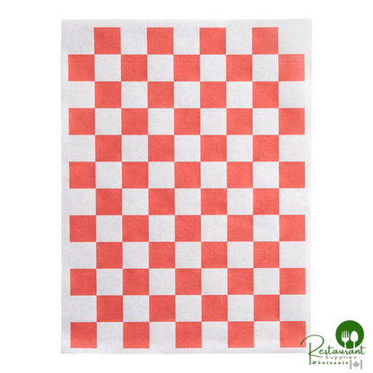 9" x 12" Red Check Basket Liner / Deli Sandwich Wrap Paper By Prime- 5,000/Case