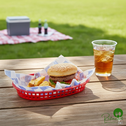 9" x 12" Blue Check Basket Liner / Deli Sandwich Wrap Paper By Prime - 5,000/Case