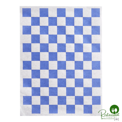 9" x 12" Blue Check Basket Liner / Deli Sandwich Wrap Paper By Prime - 5,000/Case