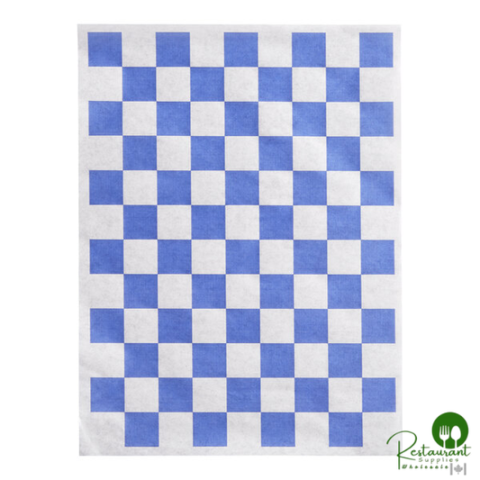9" x 12" Blue Check Basket Liner / Deli Sandwich Wrap Paper By Prime - 5,000/Case