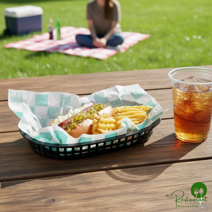 9" x 12" Green Check Basket Liner / Deli Sandwich Wrap Paper By Prime - 5,000/Case