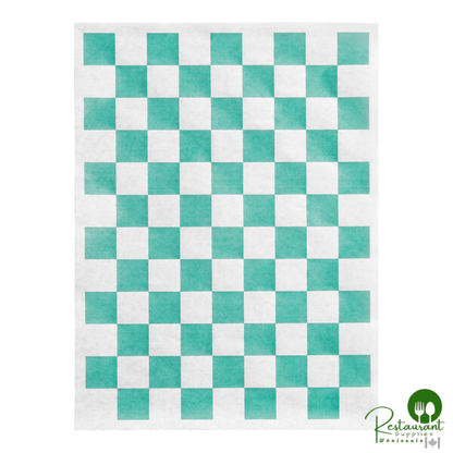 9" x 12" Green Check Basket Liner / Deli Sandwich Wrap Paper By Prime - 5,000/Case