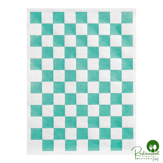 9" x 12" Green Check Basket Liner / Deli Sandwich Wrap Paper By Prime - 5,000/Case