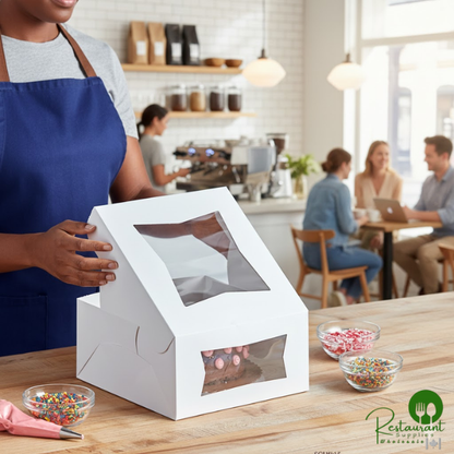 Southern Champion 10" x 10" x 5" White Window Cake / Bakery Box - 150/Case