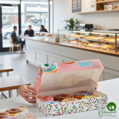 Champion 12" x 8" x 2 1/4" Multicolor "Enjoy" Auto-Popup Donut Box - 200/Case