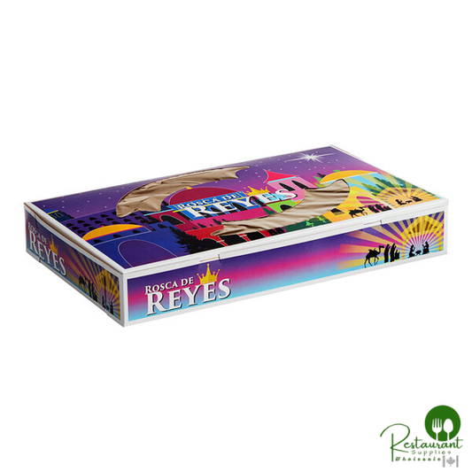 Champion 21 3/16" x 13 3/8" x 3 1/8" Window Cake / Bakery Box with Rosca de Reyes Design - 50/Case