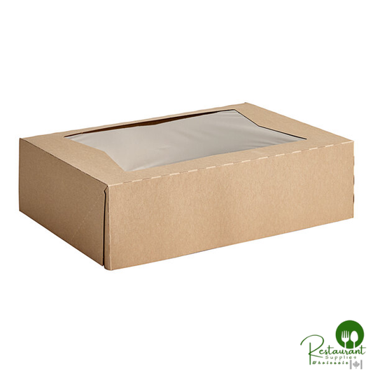 Southern Champion 14" x 10" x 4" Kraft Automatic Cake / Bakery Box with Window - 100/Case
