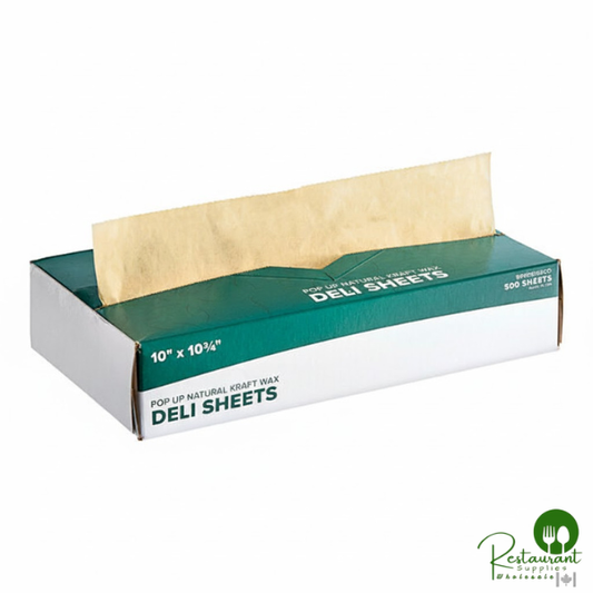 10" x 10 3/4" Interfolded Natural Kraft Deli Wrap Wax Paper By Prime - 6,000/Case