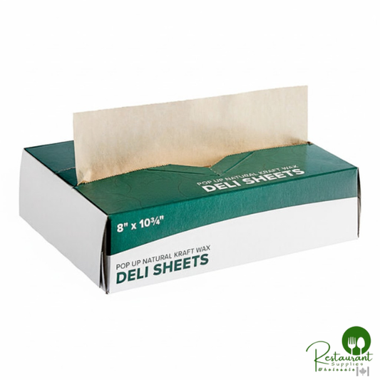 8" x 10 3/4" Interfolded Natural Kraft Deli Wrap Wax Paper By Prime - 6,000/Case