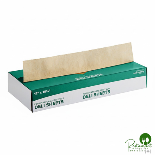 12" x 10 3/4" Interfolded Natural Kraft Deli Wrap Wax Paper By Prime - 6,000/Case