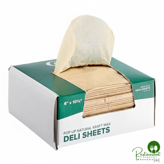 6" x 10 3/4" Interfolded Natural Kraft Deli Wrap Wax Paper By Prime - 10,000/Case