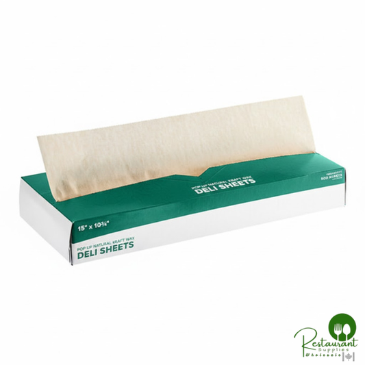 15" x 10 3/4" Interfolded Natural Kraft Deli Wrap Wax Paper By Prime - 6,000/Case