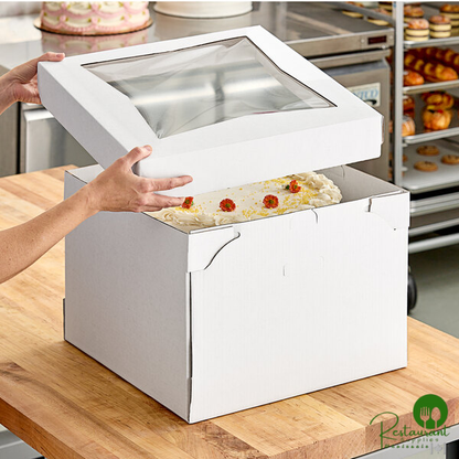 Southern Champion 16" x 16" x 12" White Cake / Bakery Box with Window - 12/Case