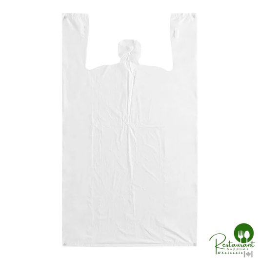 1/5 Large Size White Heavy-Duty Unprinted Plastic T-Shirt Bag By Prime - 500/Case