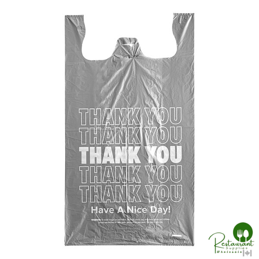 Extra Large Size Gray "Thank You" Medium-Duty Plastic T-Shirt Bag By Prime - 450/Case