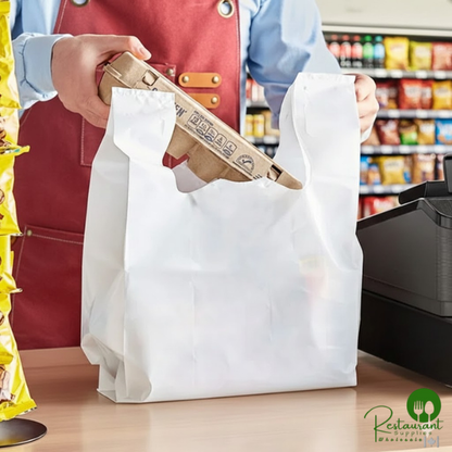 Customizable 1/6 Standard Size 2.25 Mil White Unprinted Reusable Extra Heavy-Duty Plastic T-Shirt Bag By Prime - 250/Case