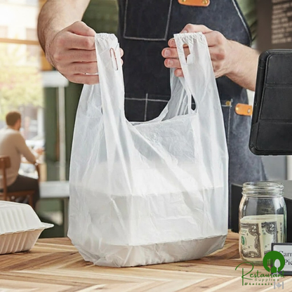 1/8 Small Size White Unprinted Standard-Duty T-Shirt Bag By Prime - 1,000/Case