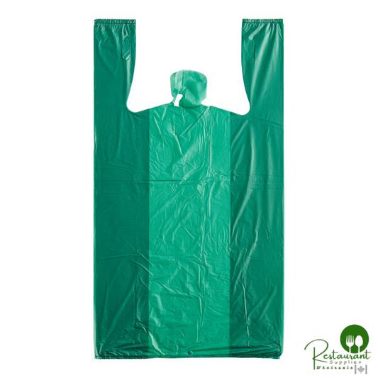 Customizable 1/6 Standard Size Green Unprinted Standard-Duty Plastic T-Shirt Bag By Prime - 1,000/Case