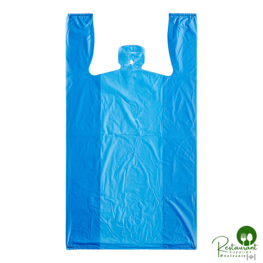 Customizable 1/6 Standard Size Blue Unprinted Standard-Duty Plastic T-Shirt Bag By Prime - 1,000/Case