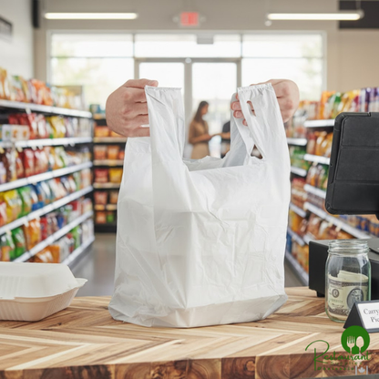 Customizable 1/6 Standard Size White Unprinted Medium-Duty Plastic T-Shirt Bag By Prime - 1,000/Case