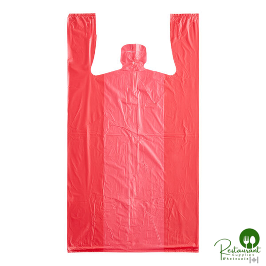 Customizable 1/6 Standard Size Red Unprinted Standard-Duty Plastic T-Shirt Bag By Prime - 1,000/Case