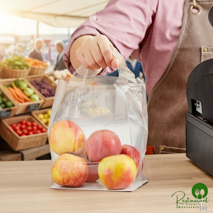 6 3/4" x 4 3/4" x 8 1/2" 3 Mil Clear Medium-Duty Polypropylene Soft Loop Handled Bag By Prime - 200/Case