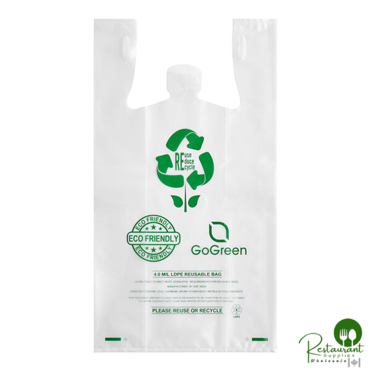 1/6 Standard Size 4 Mil Clear Reusable Extra Heavy-Duty Plastic T-Shirt Bag By Prime - 150/Case