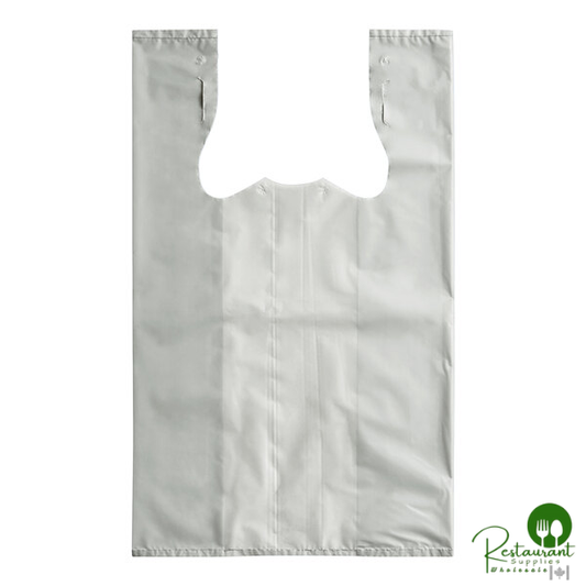 Customizable 1/6 Standard Size 2.25 Mil Gray Unprinted Reusable Extra Heavy-Duty Plastic T-Shirt Bag By Prime - 250/Case