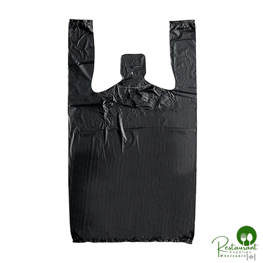 1/8 Small Size Black Unprinted Embossed Standard-Duty Plastic T-Shirt Bag By Prime - 1,000/Case