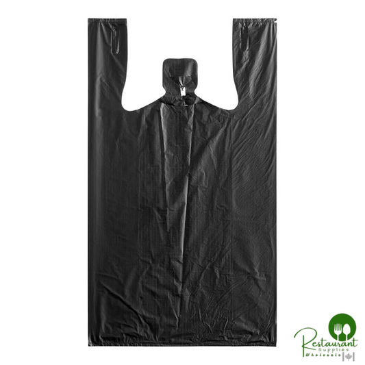 1/8 Small Size Black Unprinted Embossed Medium-Duty Plastic T-Shirt Bag By Prime - 750/Case