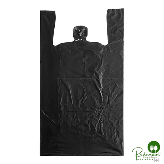 1/5 Large Size Black Heavy-Duty Unprinted Plastic T-Shirt Bag By Prime - 400/Case