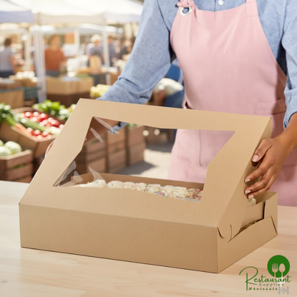 Champion 19" x 14" x 4" Kraft Cake / Bakery Box with Window - 50/Case