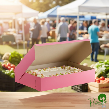 Champion 20" x 14 1/2" x 4" Pink Half Sheet Cake / Bakery Box - 50/Case