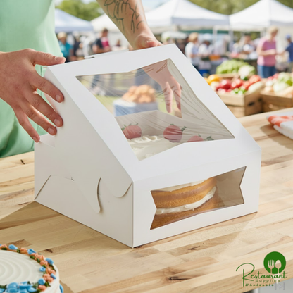 Champion 12" x 12" x 5" White Window Cake / Bakery Box - 100/Case