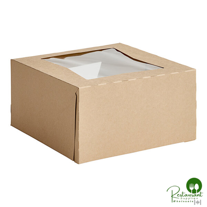 Champion 8" x 8" x 4" Kraft Automatic Cake / Bakery Box with Window - 150/Case