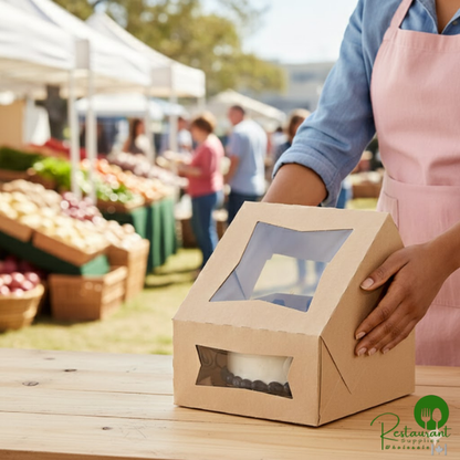 Champion 8" x 8" x 4" Kraft Automatic Cake / Bakery Box with Window - 150/Case