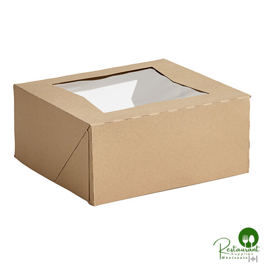 Champion 9" x 9" x 4" Kraft Automatic Cake / Bakery Box with Window - 150/Case