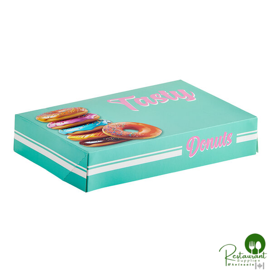 Champion 12" x 8" x 2 1/4" Multicolor "Tasty" Auto-Popup Donut Box - 200/Case