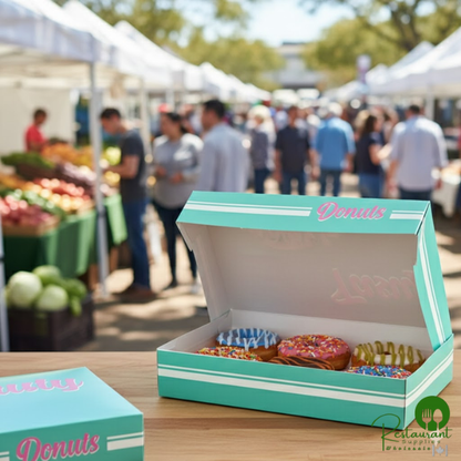 Champion 12" x 8" x 2 1/4" Multicolor "Tasty" Auto-Popup Donut Box - 200/Case