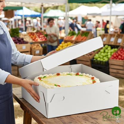 Champion 18" x 18" x 12" White Cake / Bakery Box with Window - 12/Case