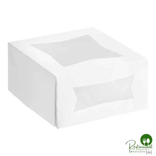 Champion 8" x 8" x 4" White Automatic Window Cake / Bakery Box - 150/Case