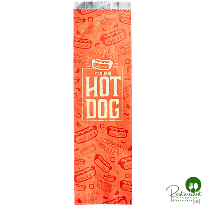 3" x 2" x 12" Printed Footlong Foil Hot Dog Bag By Prime - 1,000/Case