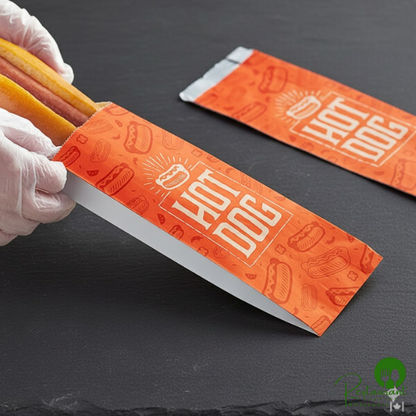 3 1/2" x 1 1/2" x 9" Printed Foil Hot Dog Bag By Prime - 1,000/Case