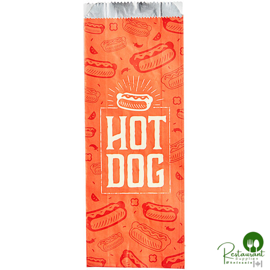 3 1/2" x 1 1/2" x 9" Printed Foil Hot Dog Bag By Prime - 1,000/Case