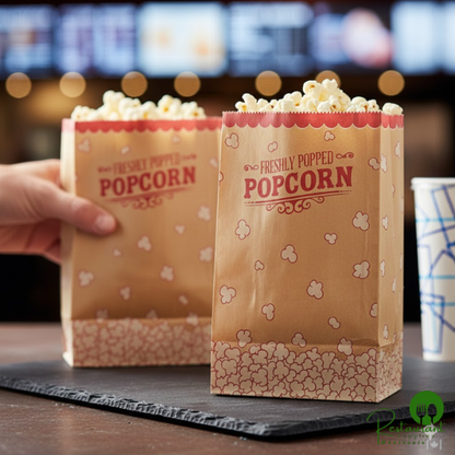 5 1/2" x 3 1/4" x 8 5/8" 85 oz. Kraft Popcorn Bag By Prime - 500/Case