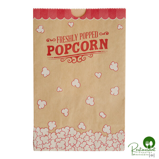 5 1/2" x 3 1/4" x 8 5/8" 85 oz. Kraft Popcorn Bag By Prime - 500/Case